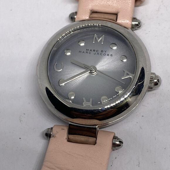 Marc Jacobs Accessories - Ladies Marc Jacobs Pink Strap Silver Tone Watch Working New Battery
